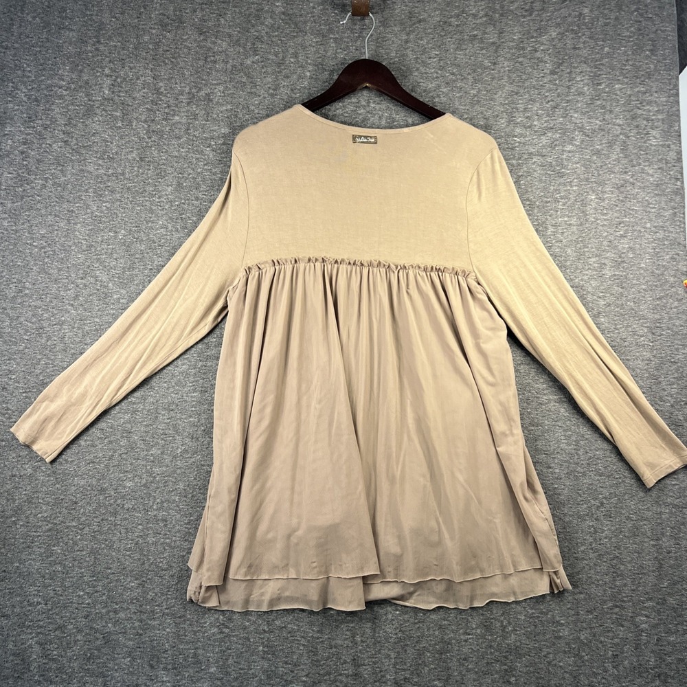 Matilda Jane Taupe Layered Bottom Women's XLarge‎ Baby Doll Long Sleeve Knit Top - Picture 5 of 7